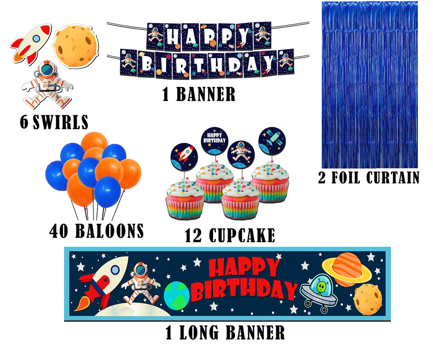 Space Theme Birthday Party Decoration Kit