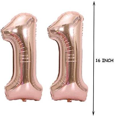 Sweet 11th Birthday Decorations Party Supplies,Rose Gold Number 11 Balloons,11th Foil Balloons Latex Balloon Decoration,Great 11th Birthday Gifts for Girls