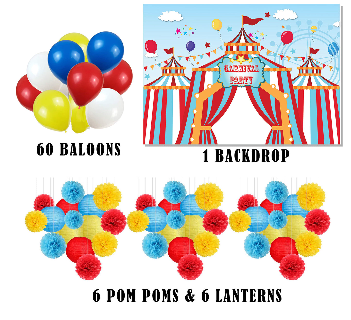 Carnival Theme Birthday Party Complete Decoration Kit