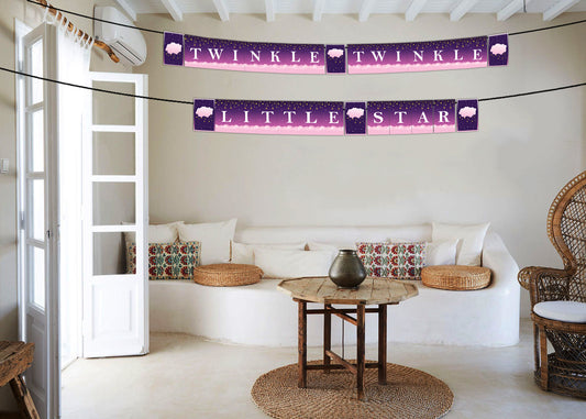 Twinkle Twinkle Little Star Theme Birthday Party Banner for Decoration