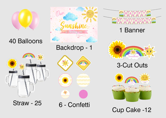 Sunshine Theme Birthday Party Complete Decoration Kit