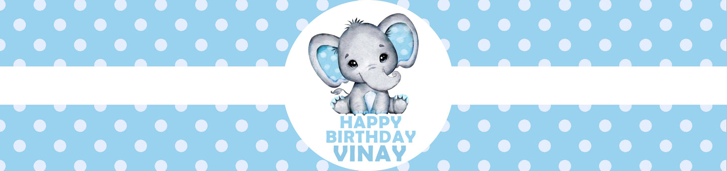 Elephant Theme Birthday Party Water Bottle Labels