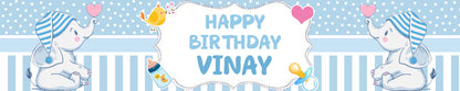 Elephant Theme Birthday Long Banner for Decoration