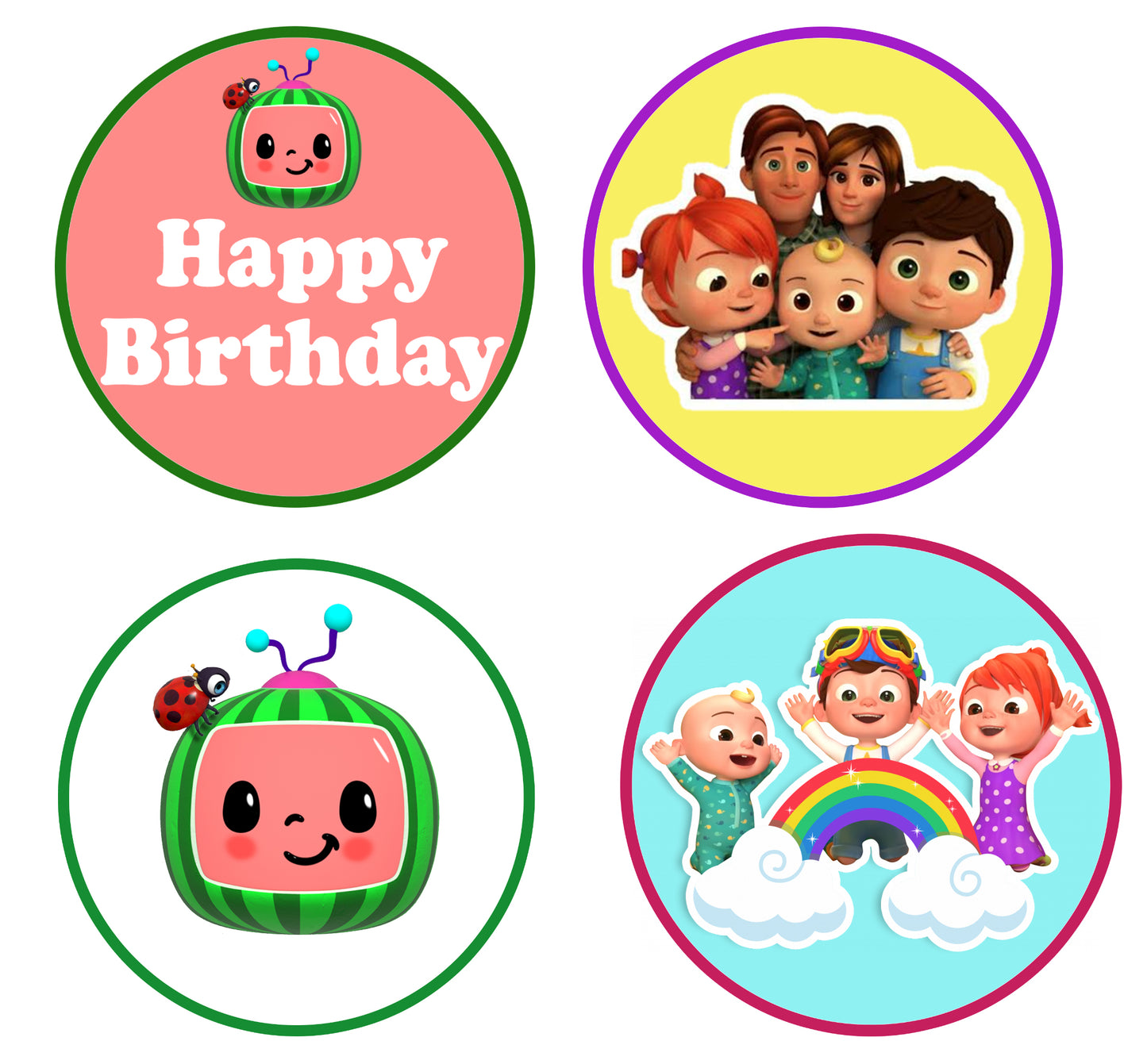 Cocomelon Theme Birthday Party Cupcake Toppers for Decoration