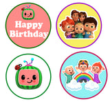 Cocomelon Theme Birthday Party Cupcake Toppers for Decoration