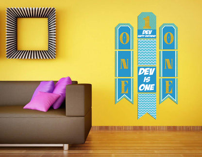 One Is Fun Boys Birthday Paper Door Banner for Wall Decoration