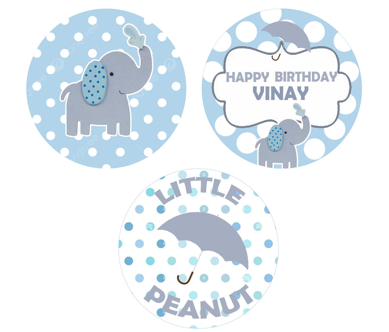 Elephant Theme Birthday Party Cupcake Toppers