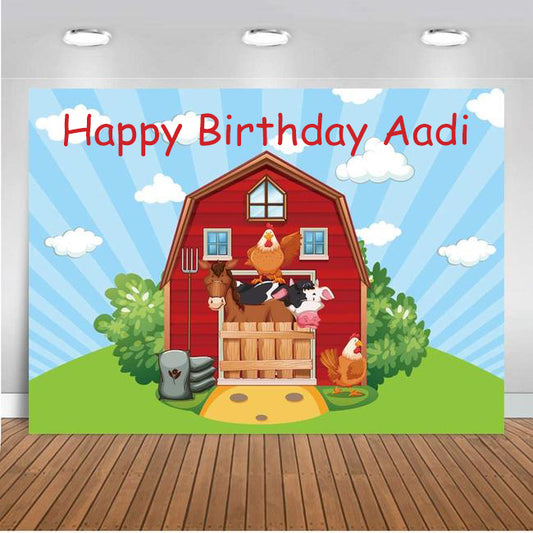 Farm Animals Theme Birthday Party Backdrop