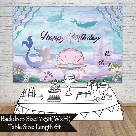 Mermaid Theme Birthday Party Backdrop