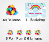 Rainbow Theme Birthday Party Complete Decoration Kit 