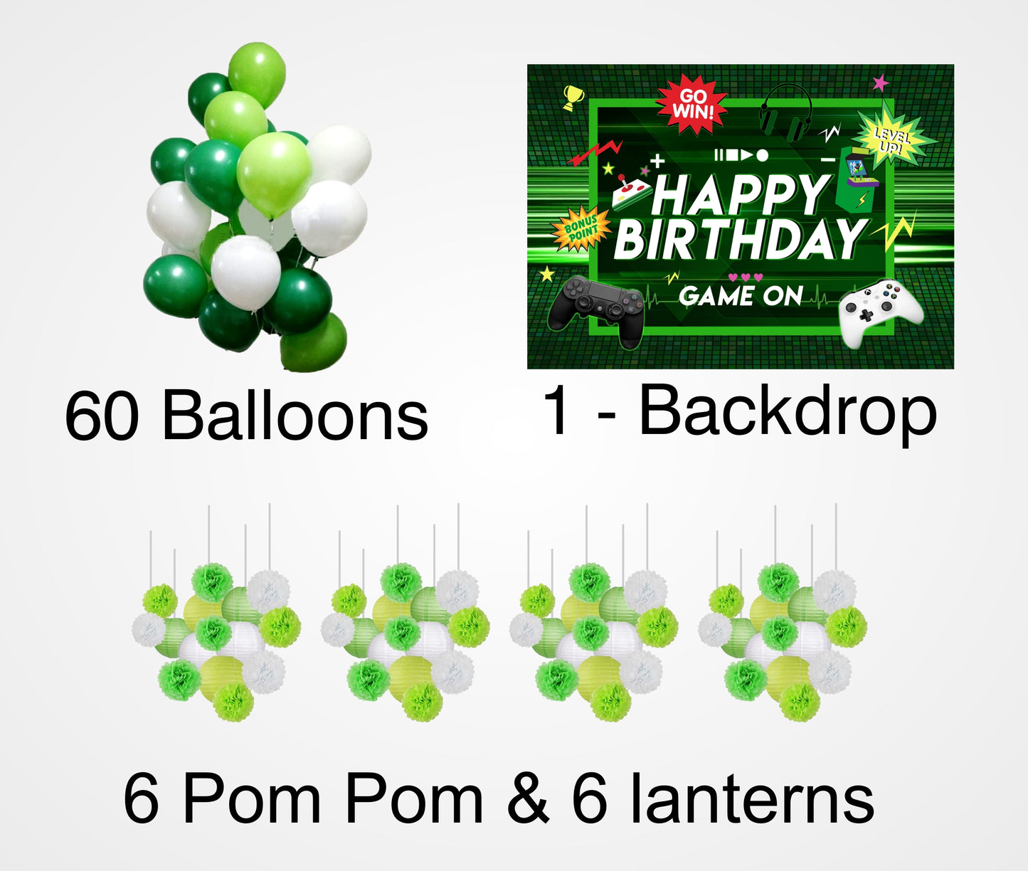 Gaming Theme Birthday Party Complete Decoration Kit 