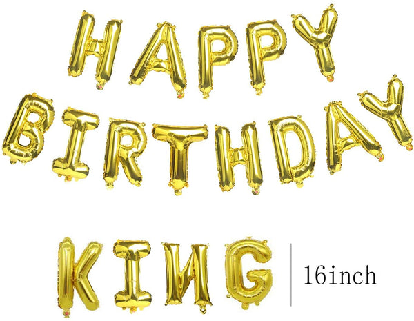 Happy Birthday King Gold Aluminum Foil Letters Balloons 16 Inch Aluminum Banner Balloons for Birthday Party Decorations Supplies (Happy Birthday)
