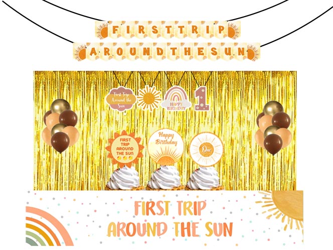 First Trip Around the Sun Theme Birthday Party Decoration Kit