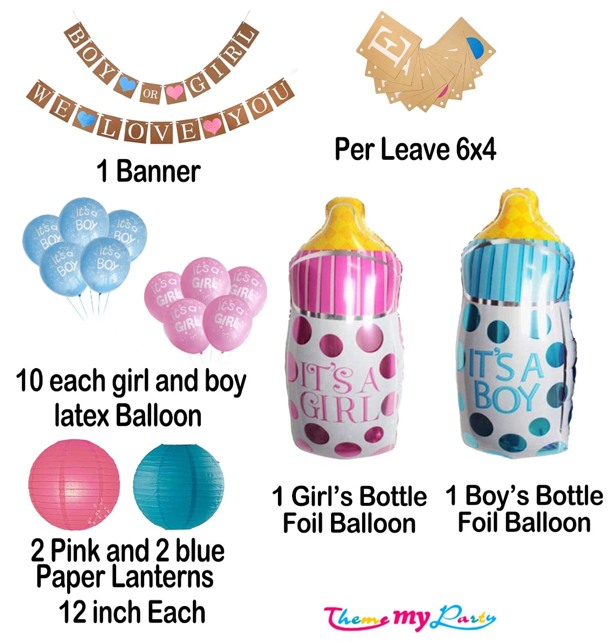 Boy Or Girl We Love You  27 pcs Baby Shower Decoration Combo for Banner and Metallic Balloons with Baby Shower foil Balloons