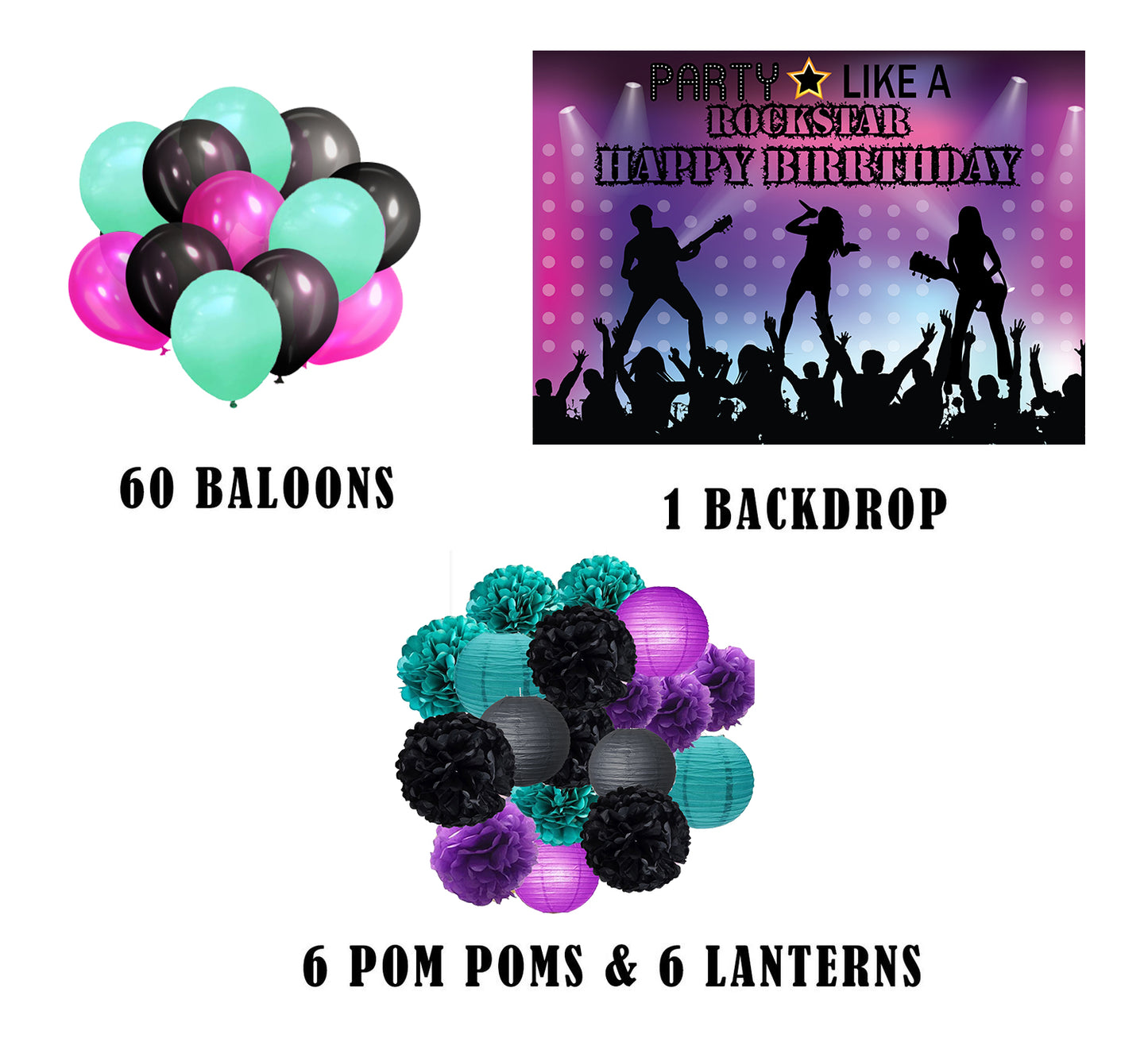 Rockstar Theme Birthday Party Complete Decoration Kit