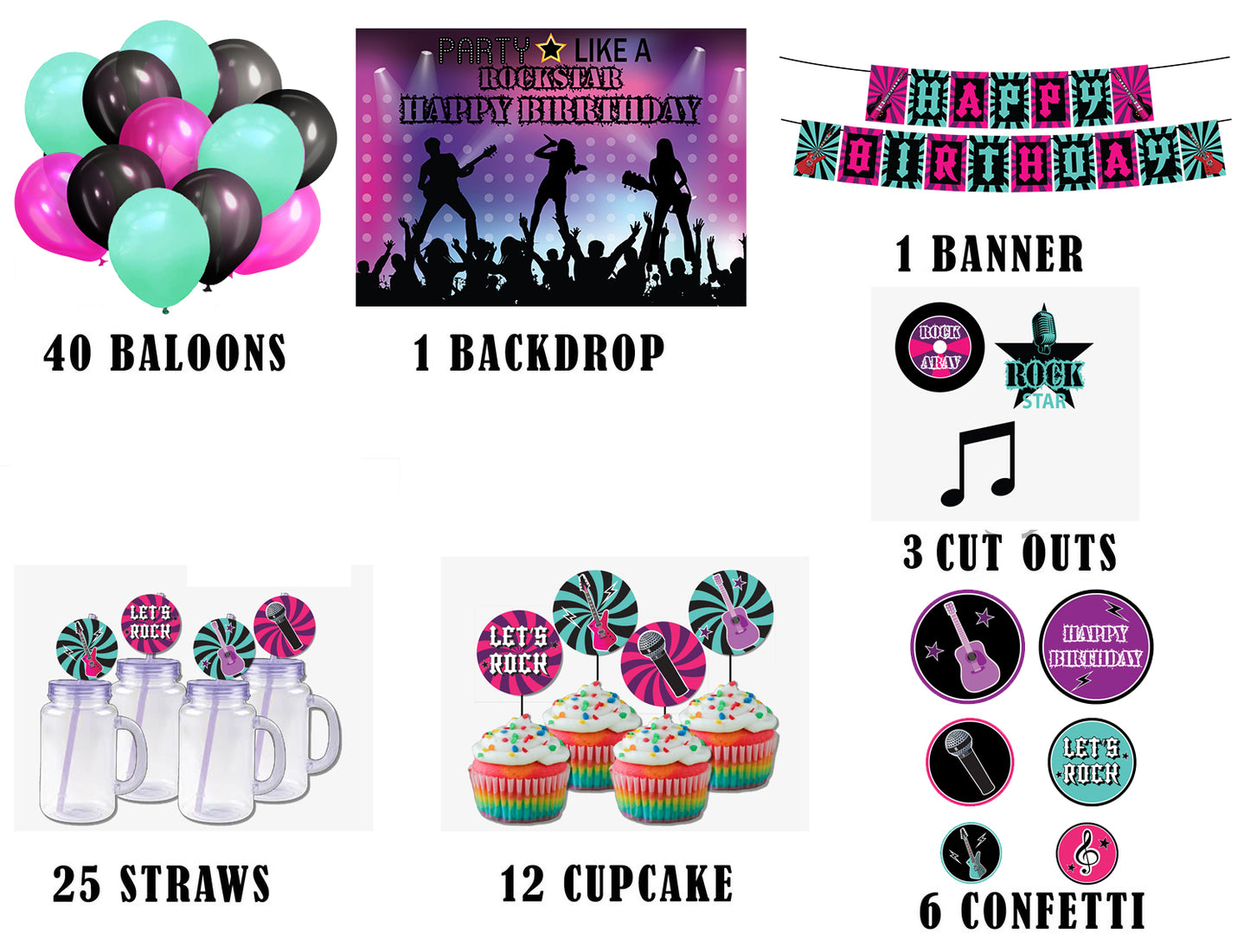 Rockstar Theme Birthday Complete Party Kit