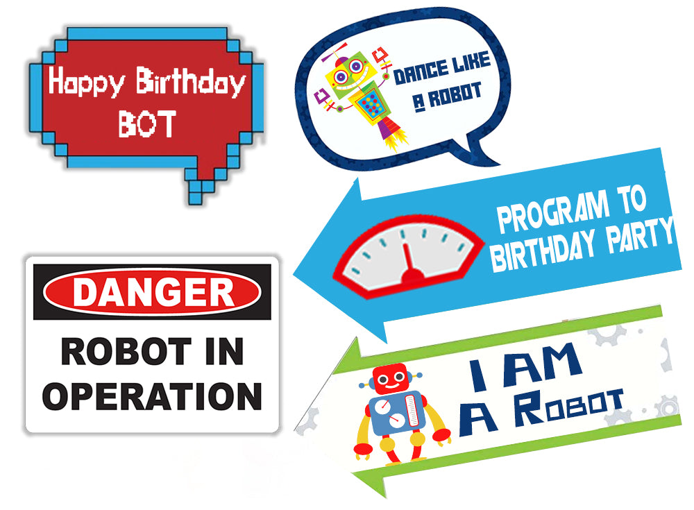 Robot Theme Birthday Party Photo Booth Props Kit