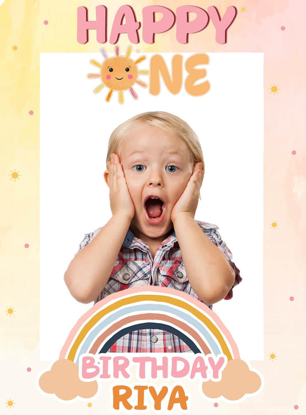 First Trip Around the Sun Theme Birthday Party Selfie Photo Booth Frame