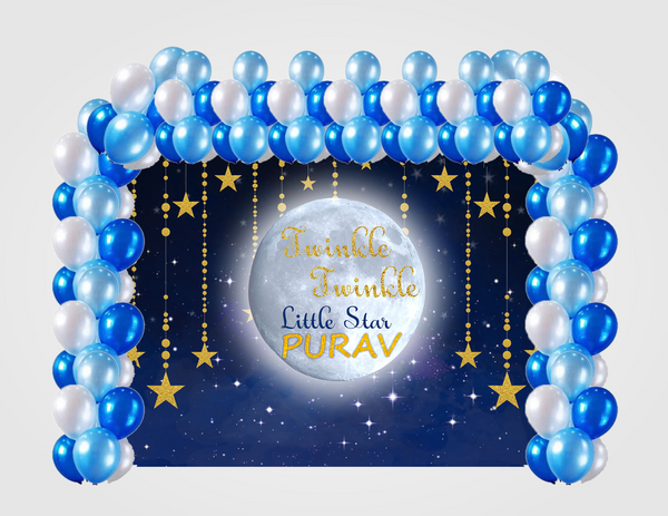 Twinkle Twinkle Little Star Theme Party Decoration Kit with Backdrop & Balloons