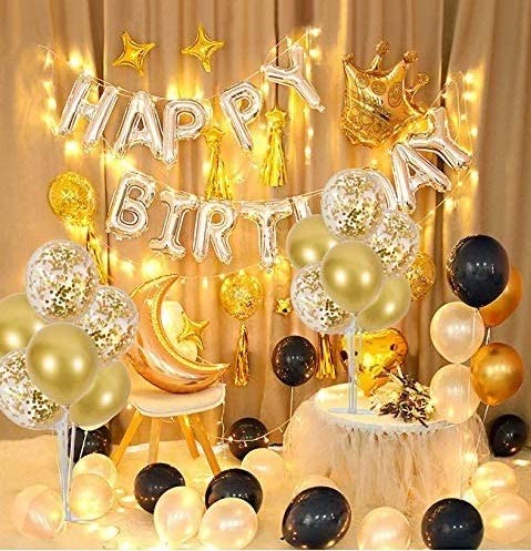 Balloons Stand KIT Table Decorations, 2 Set with 16 PCS Balloons and Confetti Balloons (Golden)