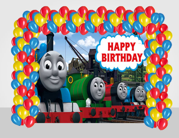 Thomas & Friends Theme Birthday Party Decoration kit with Backdrop & Balloons