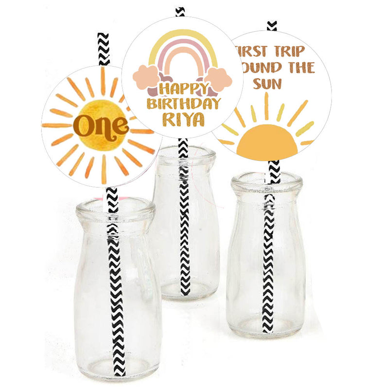 First Trip Around the Sun Theme Birthday Party Straws