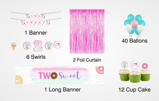 Two Sweet Theme Birthday Party Decoration Kit 