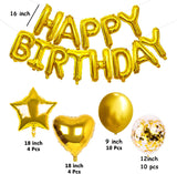 16 Inch Birthday Banner Balloon Letter Foil Party Decoration Bunting 18 Inch Star Heart Foil Latex Balloons Helium Confetti Balloons for Wedding Anniversaries gold