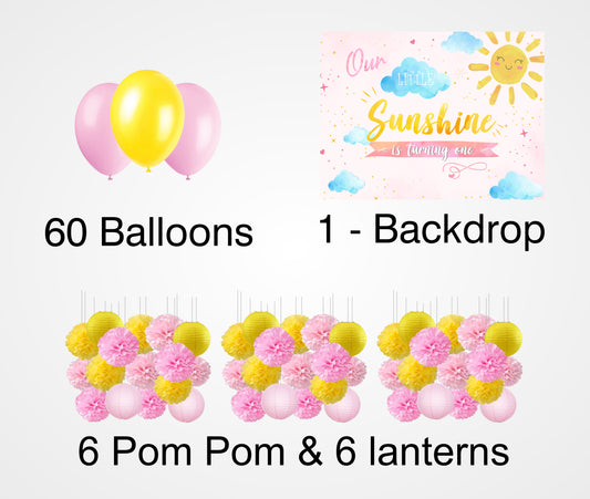 Sunshine Theme Birthday Party Complete Decoration Kit