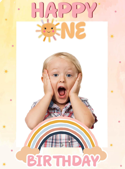 First Trip Around the Sun Theme Birthday Party Selfie Photo Booth Frame
