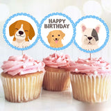 Dog Theme Birthday Party Cupcake Toppers