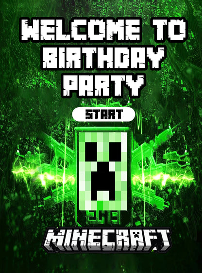 Minecraft Theme Birthday Party Welcome Board