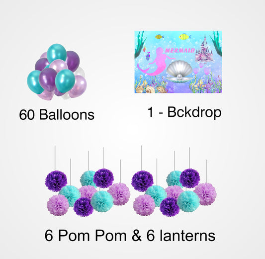 Mermaid Theme Birthday Party Decoration Kit