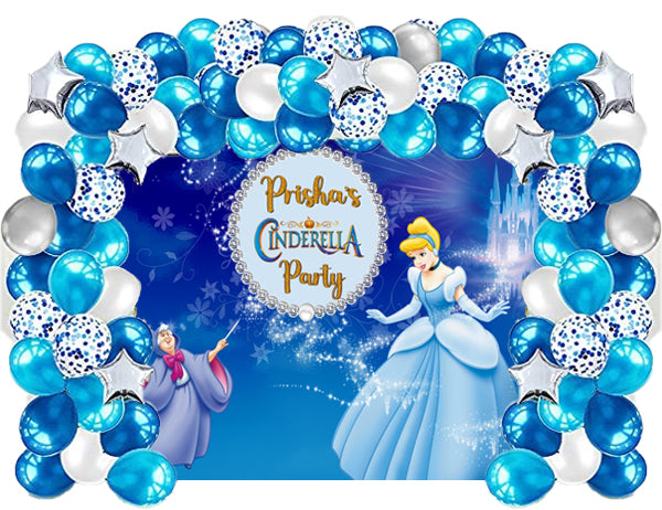 Cinderella Theme Birthday Party Decoration kit with Backdrop & Balloons