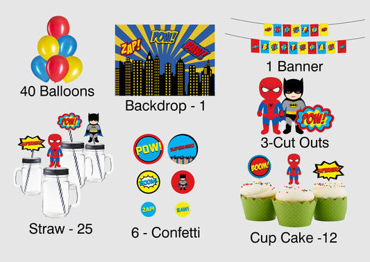 Super Hero Theme Birthday Complete Party Set