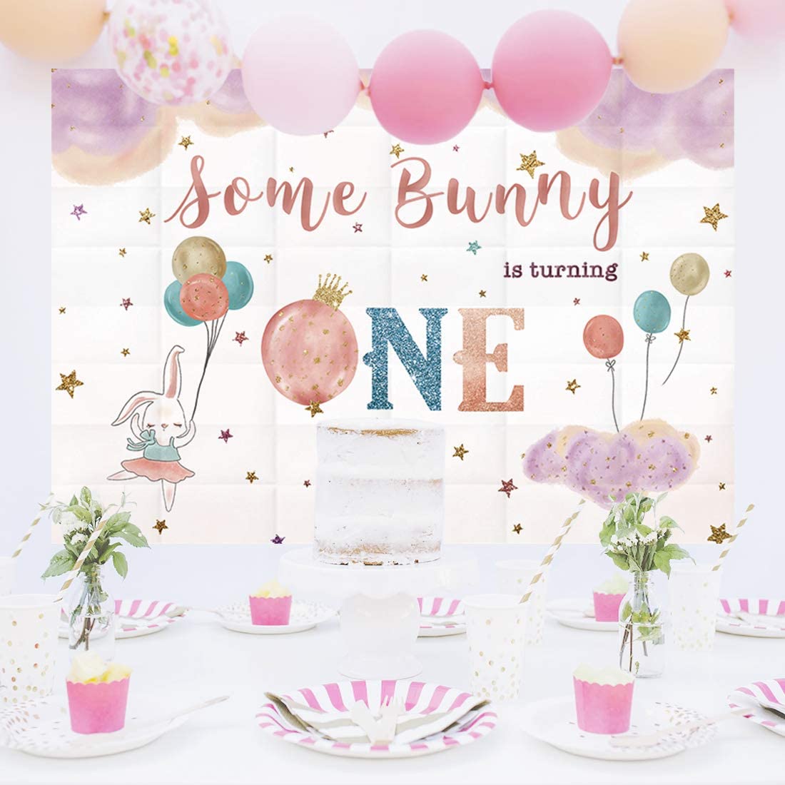 Some Bunny Is One Birthday Party Backdrop