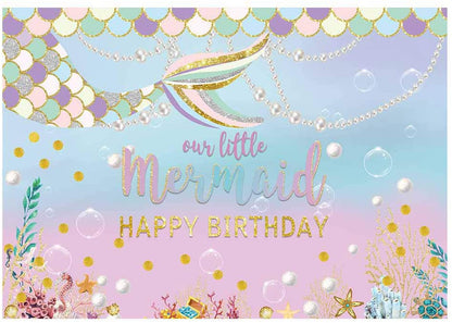 Mermaid Theme Birthday Party Backdrop