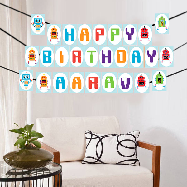 Robot Theme Birthday Party Banner for Decoration