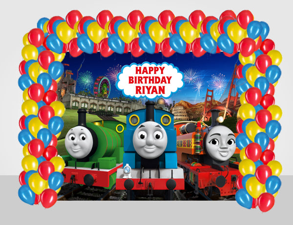 Thomas & Friends Theme Birthday Party Decoration kit with Backdrop & Balloons