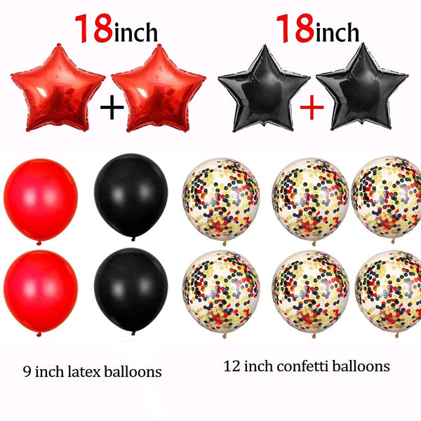 Black and Red Birthday Decorations Birthday Party Balloons Supplies Happy Birthday Banner Balloons