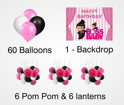 Boss Baby Girl Theme Birthday Party Complete Decoration Kit 