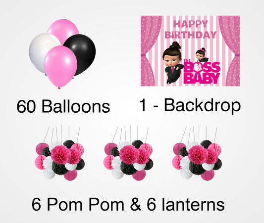 Boss Baby Girl Theme Birthday Party Complete Decoration Kit 