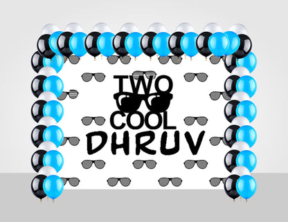 Two Cool Theme Birthday Party Decoration Kit with Backdrop & Balloons