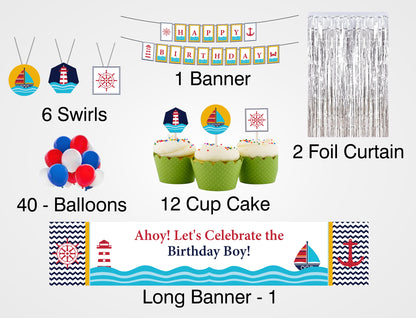 Nautical Ahoy  Theme Birthday Complete Party Kit