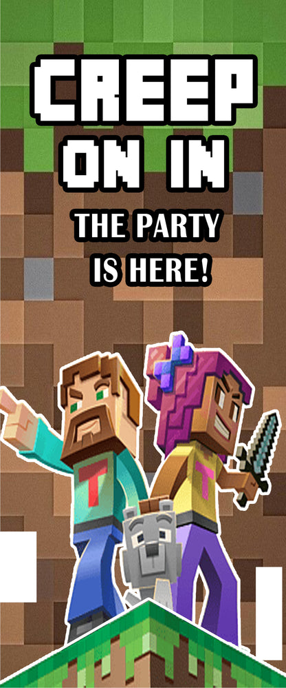 Minecraft Welcome Banner Roll up Standee (with stand)