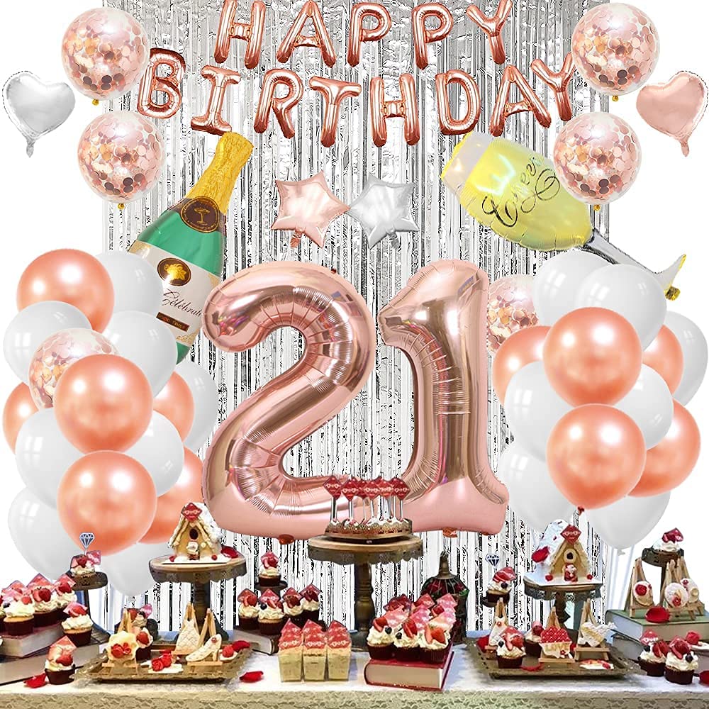 21st Birthday Decorations for Women 21 Birthday Balloons 21 Birthday Decorations for Her (21st Birthday)