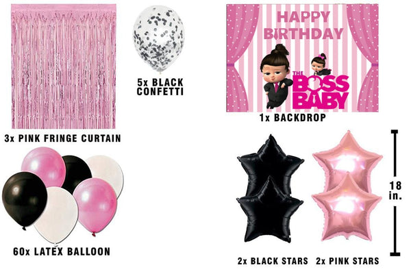 Boss Baby Girl Theme Birthday Party Decoration Kit with Backdrop & Balloons
