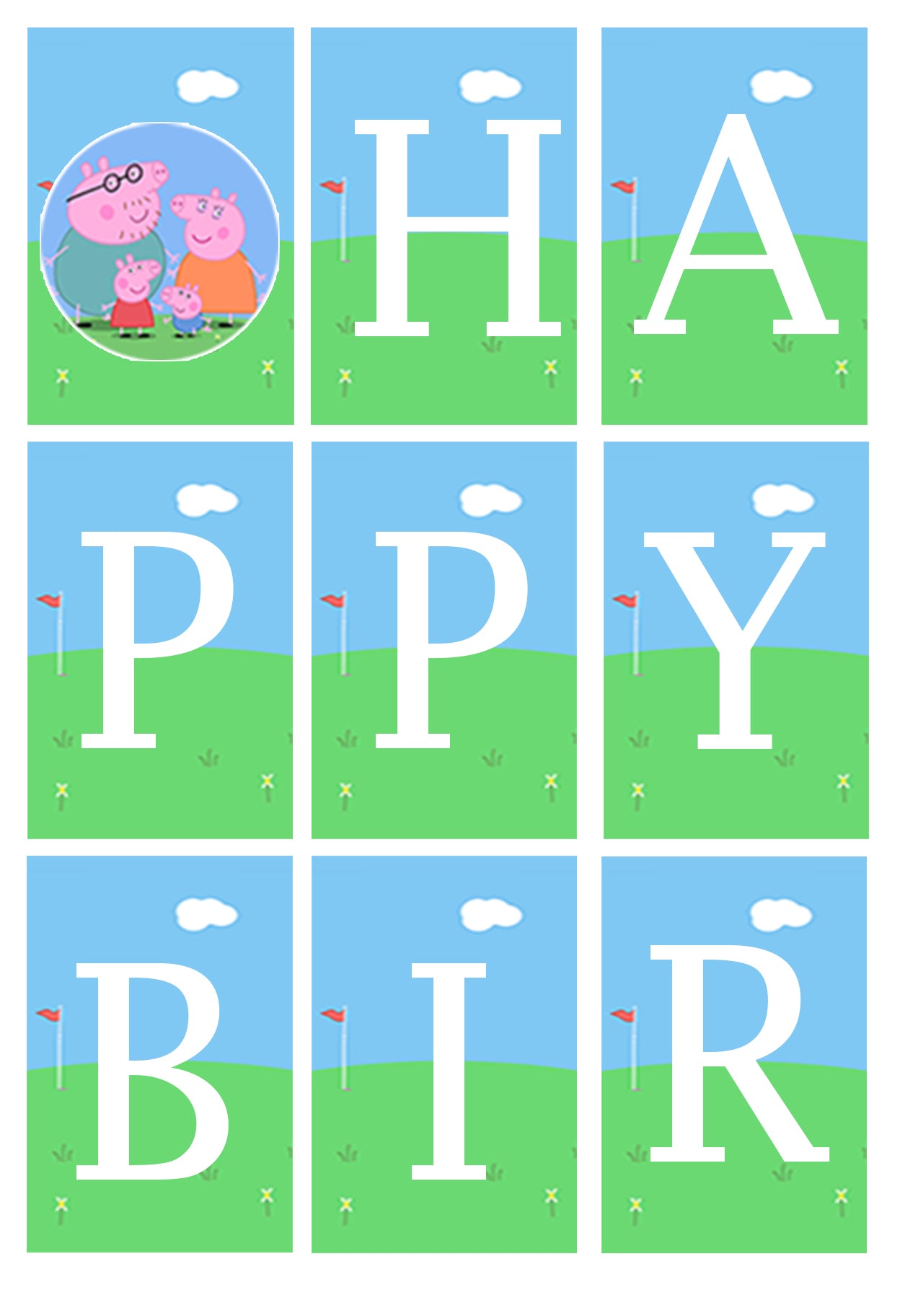 Peppa Pig Theme Birthday Party Banner for Decoration