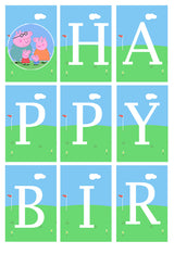 Peppa Pig Theme Birthday Party Banner for Decoration