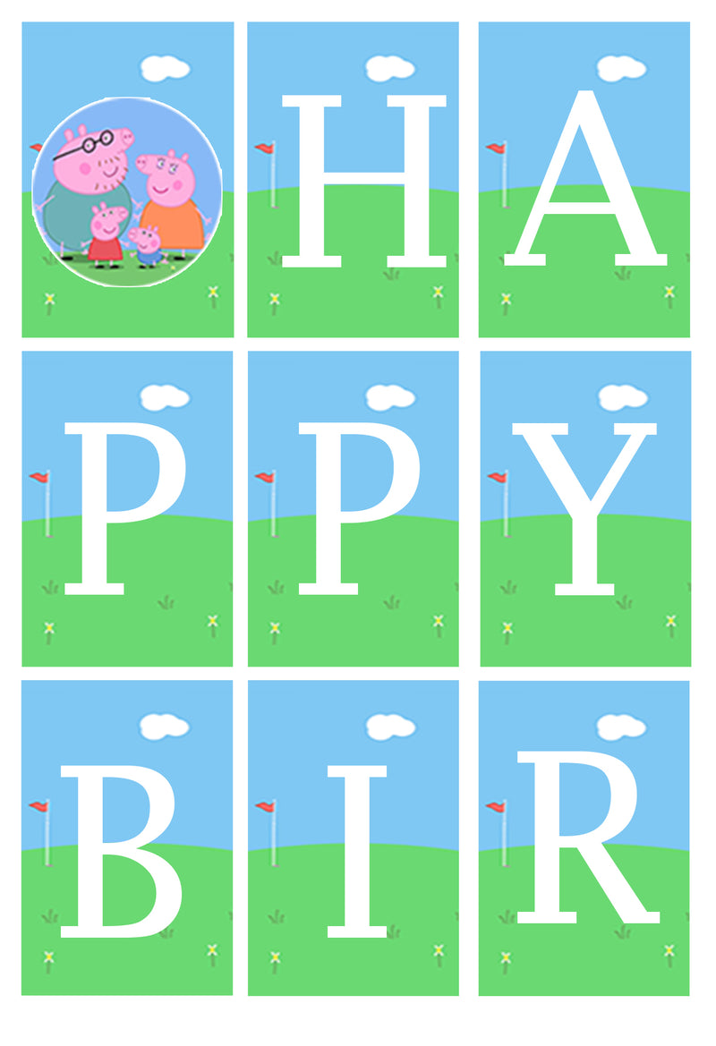 Peppa Pig Theme Birthday Party Banner for Decoration